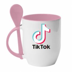 Чашка с ложкой Tiktok logo - PrintSalon