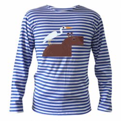Тельняшка с длинным рукавом Капибара с цаплей - PrintSalon