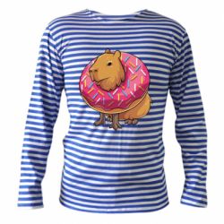 Тельняшка с длинным рукавом Пончик с капибарой - PrintSalon