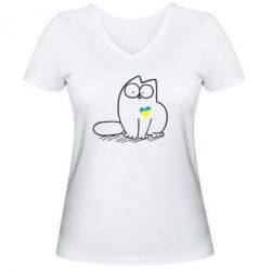 Женская футболка с V-образным вырезом Типовий український кіт