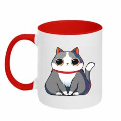 Чашка двокольорова Товстий котик з великими очима