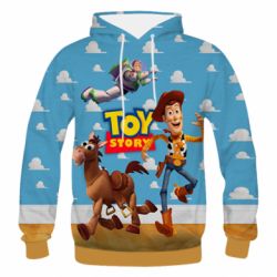 Мужское 3D худи Toy Story Buzz, Sheriff Woody and his horse Bulzai-PrintSalon Мужское 3D худи Toy Story Buzz, Sheriff Woody and his horse Bulzai