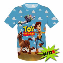 Детская 3D футболка Toy Story Buzz, Sheriff Woody and his horse Bulzai - PrintSalon