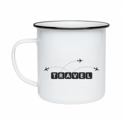 Кружка эмалированная Travel and airplanes - PrintSalon