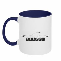 Чашка двухцветная 320ml Travel and airplanes - PrintSalon