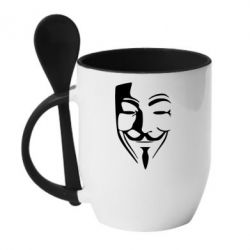 Чашка с ложкой Tribal anonymous - PrintSalon