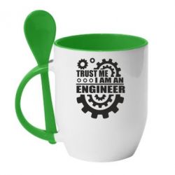 Чашка с ложкой Trust me, i am an engineer - PrintSalon