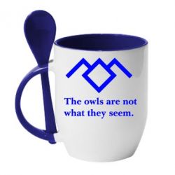 Чашка с ложкой Твин Пикс совы - PrintSalon