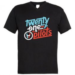 Мужская футболка с V-образным вырезом TWENTY ØNE PILØTS-PrintSalon Мужская футболка с V-образным вырезом TWENTY ØNE PILØTS