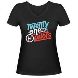 Женская футболка с V-образным вырезом TWENTY ØNE PILØTS - PrintSalon