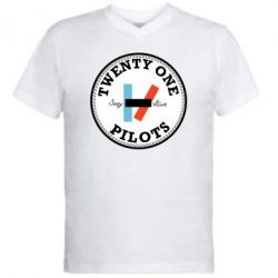 Мужская футболка с V-образным вырезом Twenty One Pilots Stay Alive-PrintSalon Мужская футболка с V-образным вырезом Twenty One Pilots Stay Alive