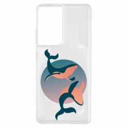 Чехол для Samsung S21 Ultra Two whales - PrintSalon