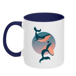 Чашка двухцветная 320ml Two whales - PrintSalon