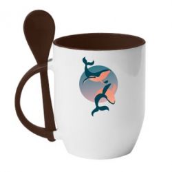 Чашка с ложкой Two whales - PrintSalon