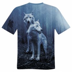 Мужская футболка 3D Two wolves in the forest - PrintSalon