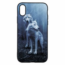 Чехол для iPhone X/Xs Two wolves in the forest