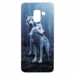 Чехол для Samsung A8 2018 Two wolves in the forest - PrintSalon