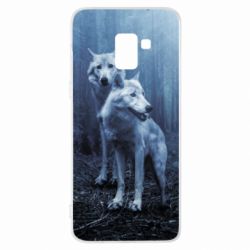 Чехол для Samsung A8+ 2018 Two wolves in the forest - PrintSalon