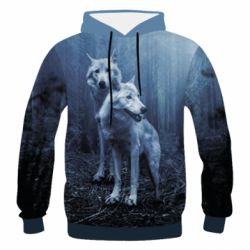 Чоловіче 3D худі Two wolves in the forest