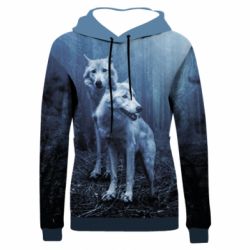 Жіноче 3D худі Two wolves in the forest-PrintSalon Жіноче 3D худі Two wolves in the forest
