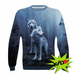 Дитячий 3D світшот Two wolves in the forest