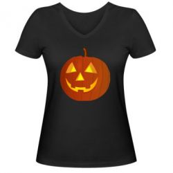 Женская футболка с V-образным вырезом Тыква Halloween - PrintSalon