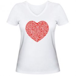 Женская футболка с V-образным вырезом Тысяча сердец - PrintSalon