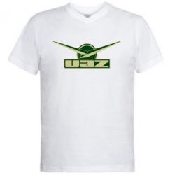 Мужская футболка  с V-образным вырезом UAZ Лого - PrintSalon
