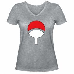 Женская футболка с V-образным вырезом Uchiha symbol - PrintSalon