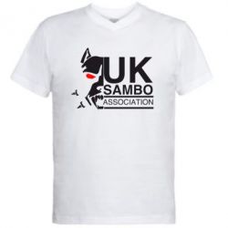 Мужская футболка  с V-образным вырезом UK Sambo Association - PrintSalon