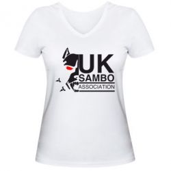 Женская футболка с V-образным вырезом UK Sambo Association - PrintSalon