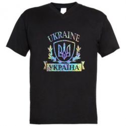 Мужская футболка  с V-образным вырезом Украина ненька Голограмма - PrintSalon