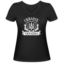 Женская футболка с V-образным вырезом Україна ненька - PrintSalon