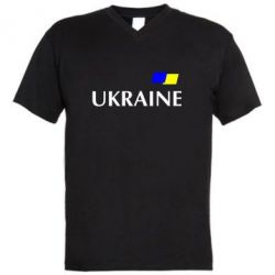 Чоловіча футболка з V-подібним вирізом FLAG UKRAINE - PrintSalon