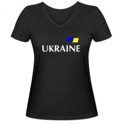 Жіноча футболка з V-подібним вирізом FLAG UKRAINE - PrintSalon