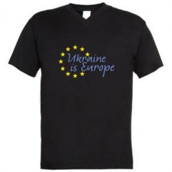Мужская футболка с V-образным вырезом Ukraine in Europe-PrintSalon Мужская футболка с V-образным вырезом Ukraine in Europe