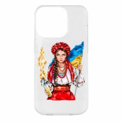 Чехол для iPhone 14 Pro Украинская девушка в венку - PrintSalon