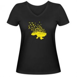 Женская футболка с V-образным вырезом Українські птахи - PrintSalon