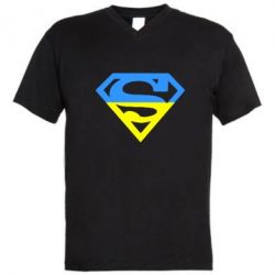 Мужская футболка  с V-образным вырезом Український Superman - PrintSalon