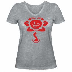 Женская футболка с V-образным вырезом Undertale Flowey - PrintSalon