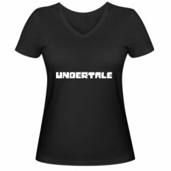 Женская футболка с V-образным вырезом Undertale logo - PrintSalon