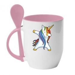 Чашка с ложкой Unicorn dabbing - PrintSalon