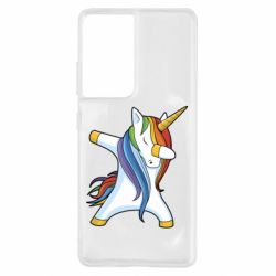 Чехол для Samsung S21 Ultra Unicorn dabbing-PrintSalon Чехол для Samsung S21 Ultra Unicorn dabbing