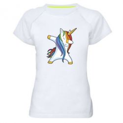 Женская футболка для спорта Unicorn dabbing - PrintSalon