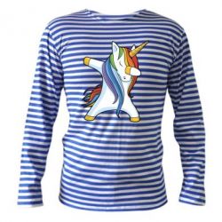 Тельняшка с длинным рукавом Unicorn dabbing - PrintSalon