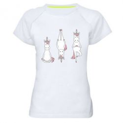 Женская футболка для спорта Unicorn in yoga - PrintSalon