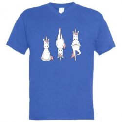 Мужская футболка  с V-образным вырезом Unicorn in yoga