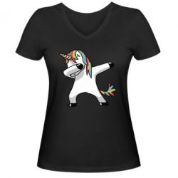 Женская футболка с V-образным вырезом Unicorn SWAG - PrintSalon