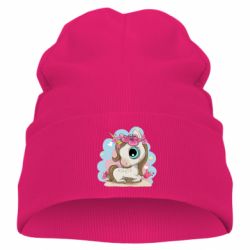 Детская шапка Unicorn with flowers - PrintSalon