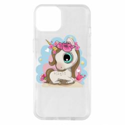 Чехол для iPhone 14 Unicorn with flowers - PrintSalon